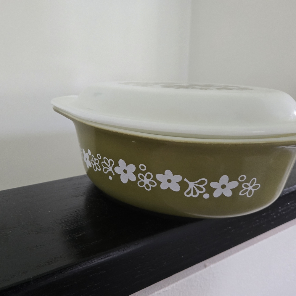 Green Floral Casserole Dish